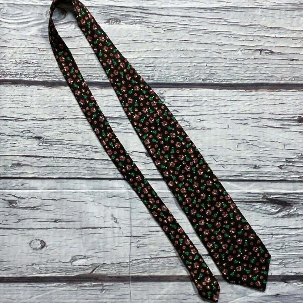 Woodward Mens Necktie Festive Holiday Christmas Classic Length Tie 100% Silk